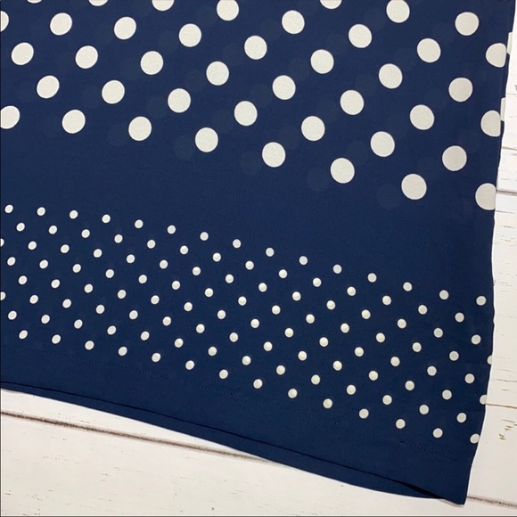Liz Claiborne Navy and Cream Polka Dot Tunic Blouse Size 12 - Picture 8 of 11